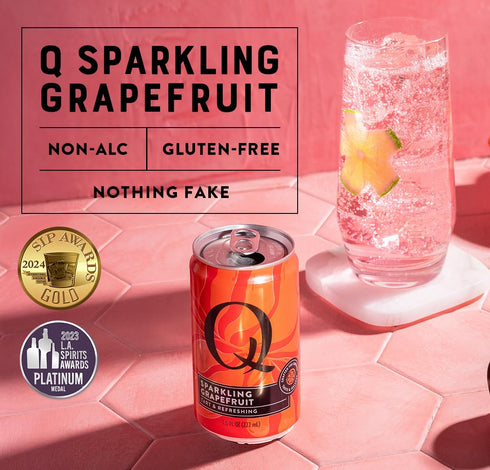 100 7.5 oz (Pack 24) Q SPARKLING GRAPEFRUIT with Real Grapefruits, Ideal for Cocktails & Mocktails- Made with Real
