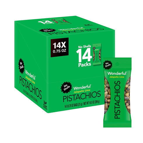 Wonderful Pistachios No Shells, Jalapeo Lime Nuts, 0.75 Ounce Bags (Pack of