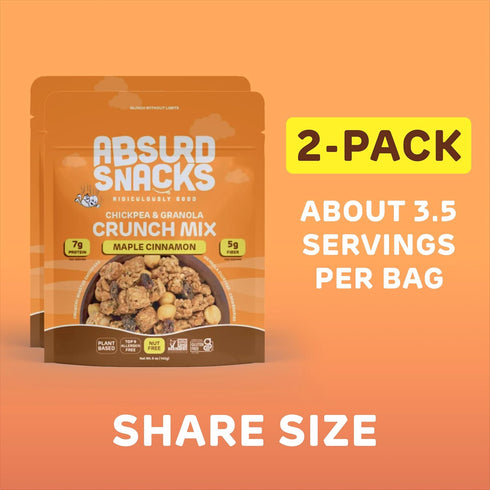 5 (Pack 2), Absurd Snacks Chickpea & Granola Crunch Mix, Nut-Free, Gluten-Free, Plant-Based Snack, Good Source