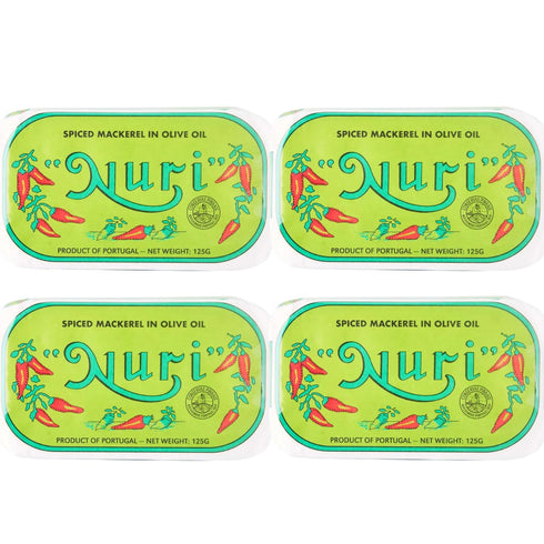 Nuri Mackerel Spiced in Olive Oil | 4 Pack | Product of Portugal