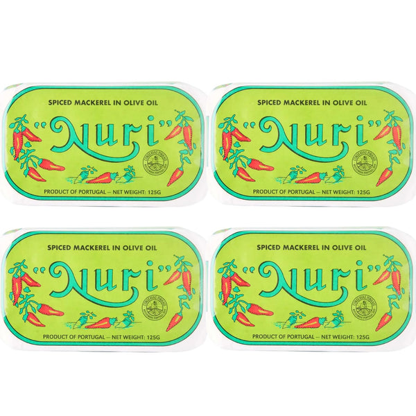 Nuri Mackerel Spiced in Olive Oil | 4 Pack | Product of Portugal