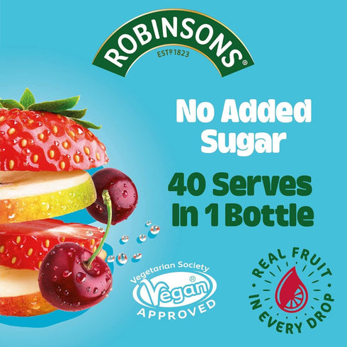 Britvic 1000ml (Pack 2) Robinsons Double Strength Orange No Added Sugar Fruit Squash