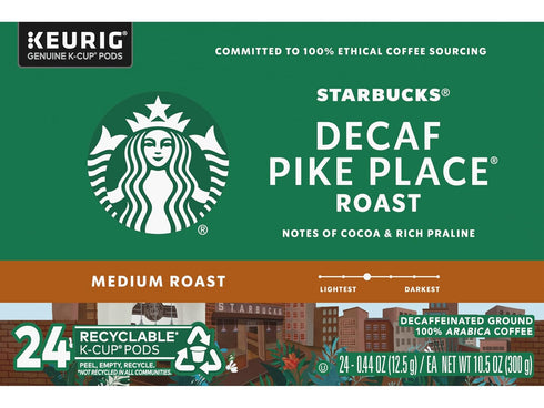 24 Count (Pack 2) Starbucks Decaf Pike Place Roast K Cups
