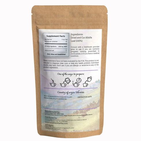 Alfalfa Leaf Tea, 4 oz (113g) Herbal Loose Leaf Tea Bags (Medicago sativa)