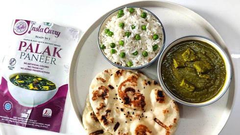 3 Insta Curry Palak Paneer - Ready To Eat Indian Food - Creamy Spinach Gravy with Cottage Cheese and Sauce Vegetarian