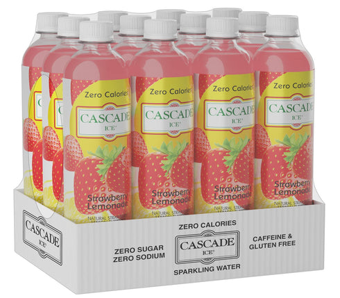 Cascade Ice 17.2 Oz (Pack 12) Sparkling Water, Strawberry Lemonade, Fl