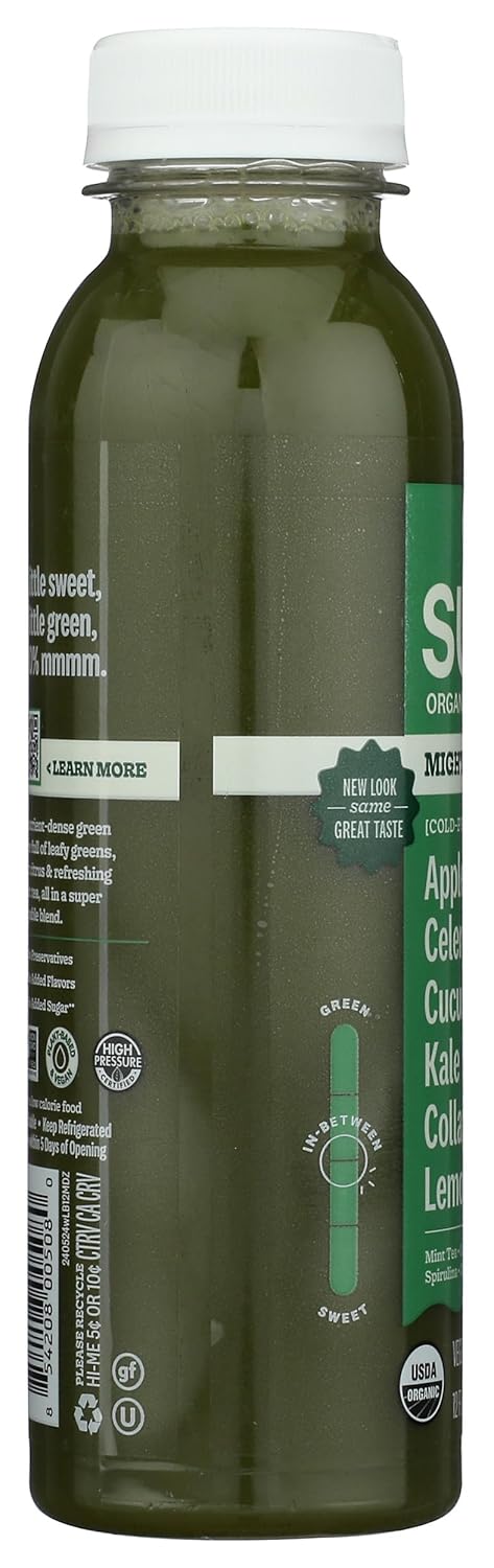 Dozen, 12 Oz Suja Organic Mighty Celery, Cucumber, Kale, Collard Greens, Apple, Fl Bottle