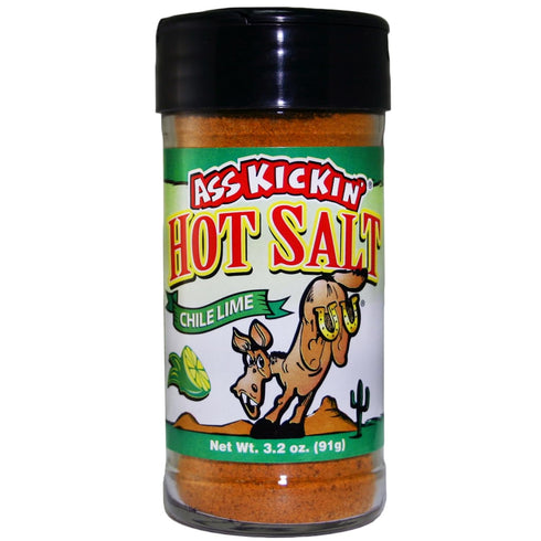 ASS KICKIN' Hot & Chile Lime Salt – 3.2oz Shaker Jar - Perfect Flavored Salt for Popcorn, Margarita, and French Fry