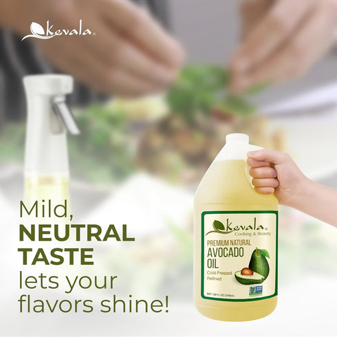 128 Oz (Pack 1) Kevala Avocado Oil Cold Pressed | NonGMO Project Verified & Kosher | Multipurpose for High Smoke Point