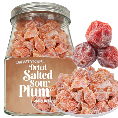 LWWTYKSPL Japanese-Style Preserved Plums, 8.82oz Sweet and Sour Preserved Plum, Seedless, Dried Prunes,