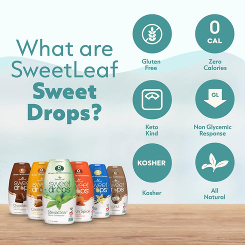 1.7 Oz (Pack 1) SweetLeaf Sweet Drops - Flavored Stevia Liquid Sweetener, Stevia Extract, Zero Calories, Gluten Free