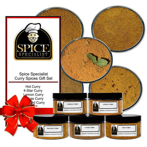 Chef Cherie Set 5 (1 4-Star Curry Spices Gift - Contains: different spice jars each of: Curry, Hot Curry, Lemon Curry
