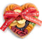 Dried Fruit on Heart Bamboo Serving Tray with Love Theme Ribbon