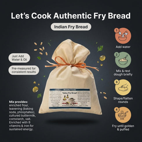 Bounty Foods 16 oz Indian Fry Bread Mix Authentic Montana-Made Native Flatbread Blend in Western-Style Burlap Bag
