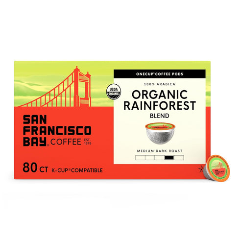 San Francisco Bay K-Cup Coffee Pods, Organic Rainforest Blend (80 ct), Medium-Dark
