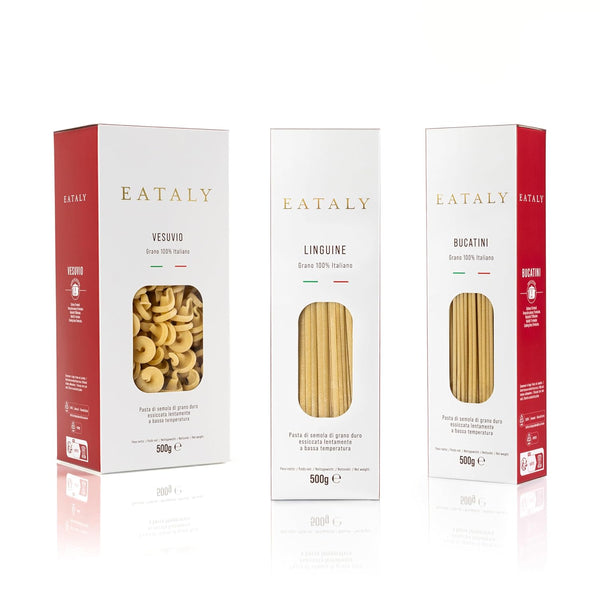 Eataly Chef's Choice Trio Pasta Bundle Pack- Linguine, Vesuvio & Bucatini- 3-500g