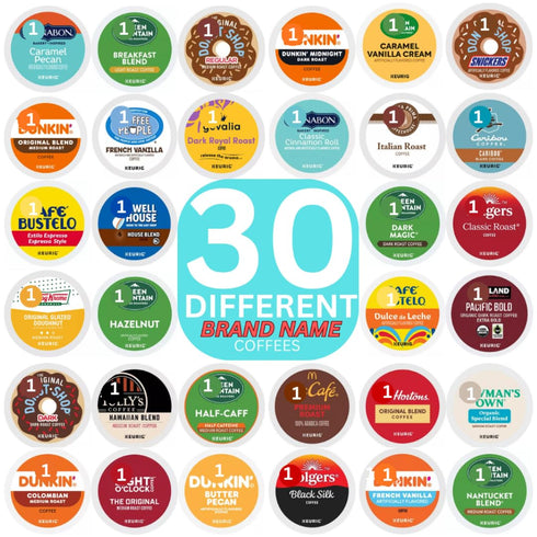KUPIX Brand Name Variety Pack Coffee Pods K Cup Sampler Flavored, Dark, Medium