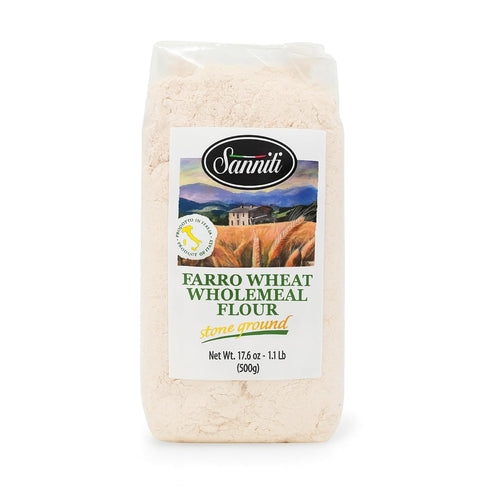 Sanniti Farro Wheat Wholemeal Flour, Stone Ground 17.6 oz (500g) Bag Premium