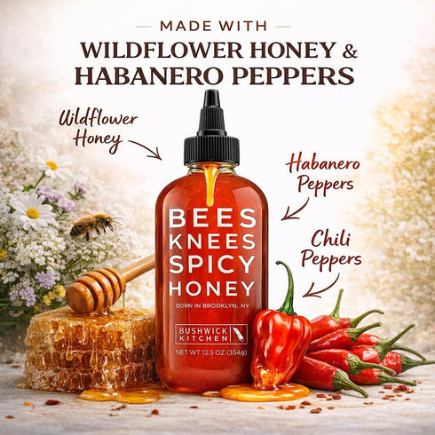 12.5 oz Bees Knees Spicy Honey, Wildflower Hot Honey Infused with Habanero Peppers | Gluten Free, Paleo Friendly |