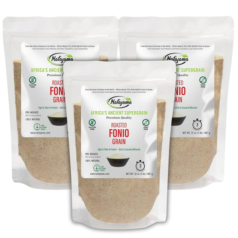 Nafajama Premium 3 Bags of Gluten-Free Roasted Fonio Grain Organic | Ancient