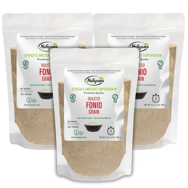 Nafajama Premium 3 Bags of Gluten-Free Roasted Fonio Grain Organic | Ancient