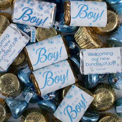 1.68lb 115 It's A Boy Baby Shower Chocolate Mix - Minis, Kisses & Pb Cups (Approx. Pcs)