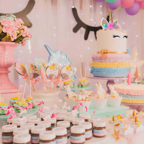 Unicorn Cake Topper, Handmade Party Decoration Supplies with Gold Horn for Birthday, Baby Shower, Wedding