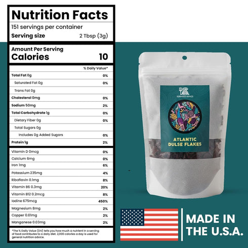 100% (1lb) Atlantic Dulse Flakes Organic Sourced Maine Coast Atlantic Ocean Sea Vegetables Raw Bulk - Pure