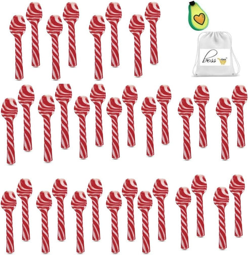 BCL Peppermint Candy Cane Spoons, Classic Edible Stirring Spoon for Hot Chocolate