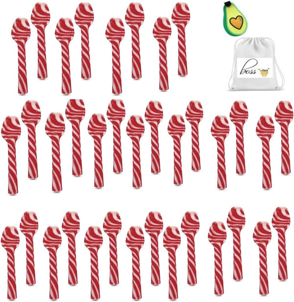 BCL Peppermint Candy Cane Spoons, Classic Edible Stirring Spoon for Hot Chocolate