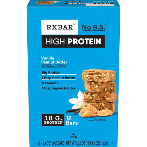 RXBAR High Protein Bars, Gluten Free, Protein Snacks, Vanilla Peanut Butter, 25.3oz