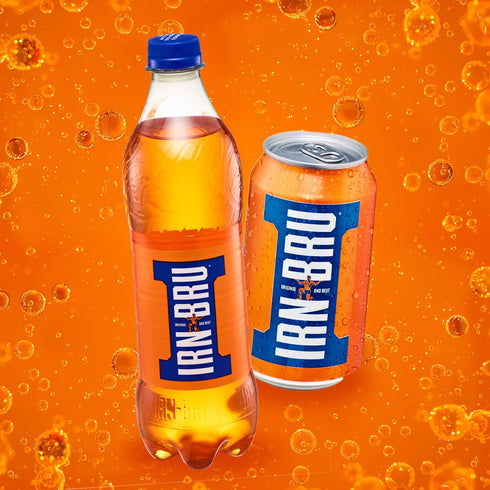 32 11.1 oz Pack 24 IRN-BRU Original Scottish Sparkling Soda, Citrus Flavored Carbonated Drink - Sparkling Flavored Soft