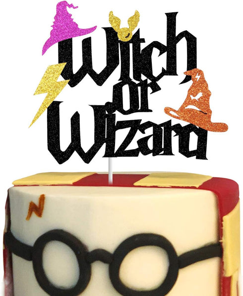Witch or Wizard Cake Topper, Gender Reveal Baby Shower Party Decorations, Potter Inspired Cake Decor