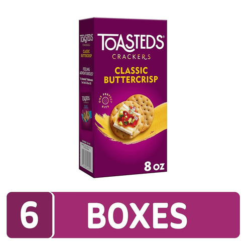 (6 Toasteds Crackers, Party Snacks, Lunch Snacks, Classic Buttercrisp Boxes)