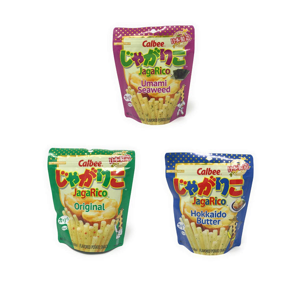 Calbee JagaRico Potato Sticks: Umami Seaweed, Hokkaido Butter and Original, 1 Pack