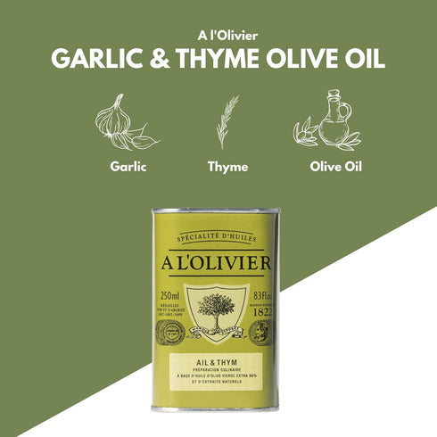 L'Olivier 8.3-Ounce (Pack 2) A Olive Oil Infused with Garlic and Thyme, Tins