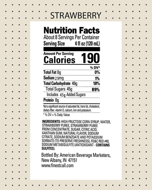 1 (33.8 Oz), Pack 3 Finest Call Premium Strawberry Puree Drink Mix, Liter Bottle Fl
