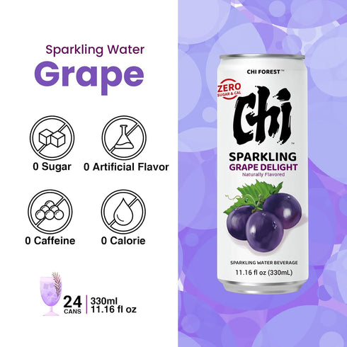 0 0 11.16 oz* 24 CHI FOREST Grape Delight sparkling water, Sugar Carolies, fl