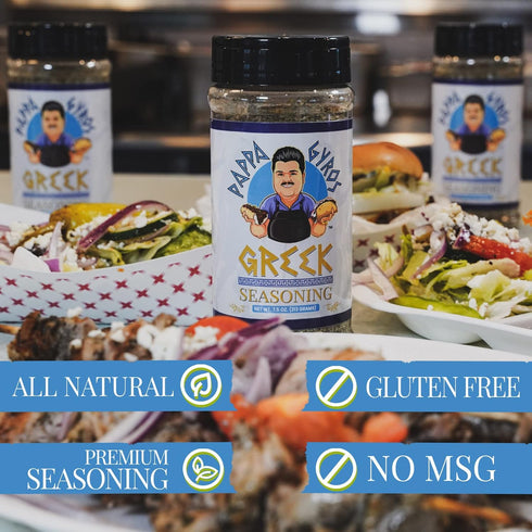 Pappa Gyros All Purpose Greek Seasoning Blend, Large Shaker 7.5 Oz, Authentic Mediterranean Seasoning No MSG, 100% All