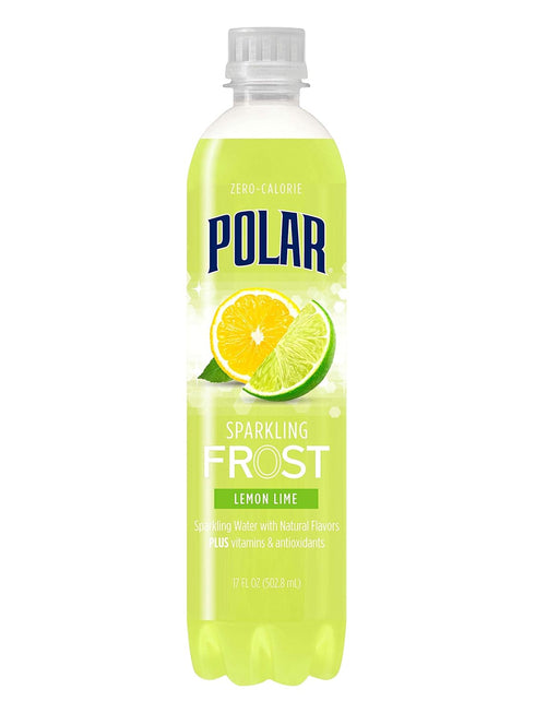 Polar Beverages Frost Sparkling Water, Lemon Lime, 17 Fluid Ounce (Pack of