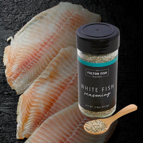 3 oz Fulton Fish Market White Fish Seasoning, Lemon Citrus Seafood Spice Rub for Fish, Shrimp & Lobster, Crafted Blend