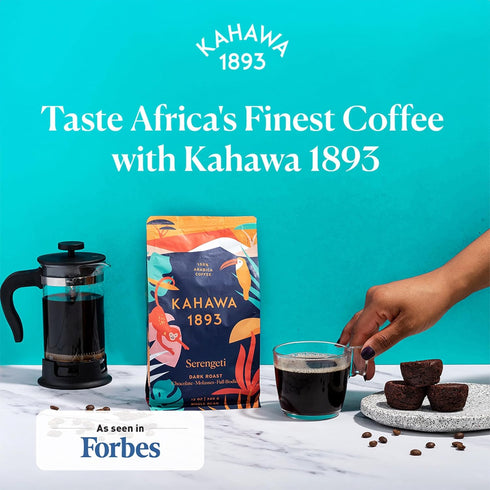 1893 24 Oz Kahawa Whole Bean Coffee Dark Roast Serengeti Blend - As Seen on Shark Tank, Low Acid, High Antioxidants