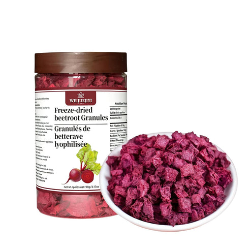 WEIJUEJIYI Froze-dried Beetroot Chunks 3.17oz / 90g, Single Ingredient, Made from Fresh Beets,