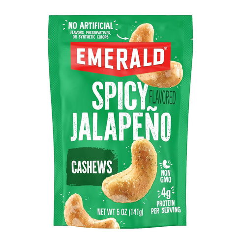 Emerald Nuts Jalapeno Seasoned Cashews (1-Pack) | 5 Oz Resealable Bag |