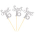 Ercadio Silver Sweet 16 Cupcake Toppers - Glitter Age Sixteen Picks for 16th Birthday Party Cake Decorations, 24 PCS