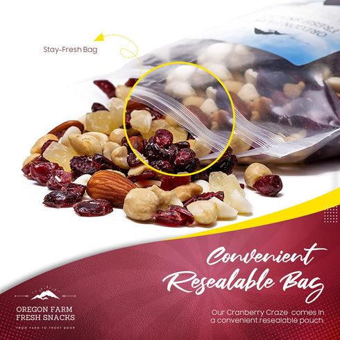 (20oz.) Oregon Farm Fresh Snacks Cranberry Craze Nuts Mix - Sweet and Salty Snacks with Dried Pineapple, Cranberries