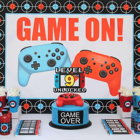 Level 9th Unlocked Cake Topper - 9th Birthday Level Up Game Theme Party Decorations for Kids