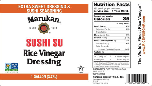 1 (Pack 1) Marukan Sushi Seasoned Rice Vinegar (Sushi-Su), Gallon