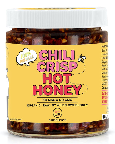 SAUCE UP 100% Natural Artisan Chili-Crisp-Hot-Honey 7.7oz - Crafted in NY, Premium 14 Ingredients, Flavor Bomb
