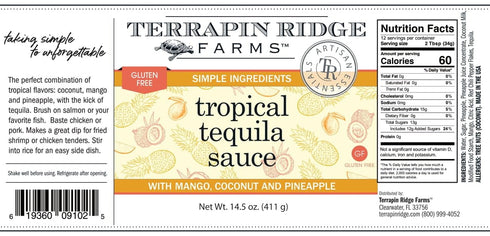14.5 Oz (Pack 2) Terrapin Ridge Farms Tropical Tequila Sauce with Coconut Mango Pineapple Fl Bottle